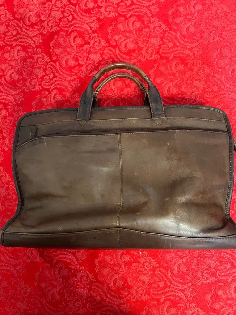 Brown Leather Briefcase Laptop Bag Mens Business Carry Top Handle